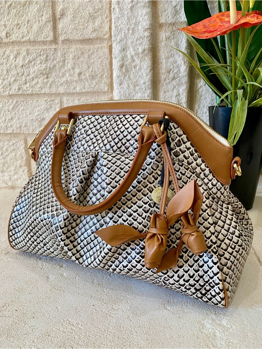 BLACK JAVA-LOUISE ROSE Brahmin Satchel - Picture 15 of 15